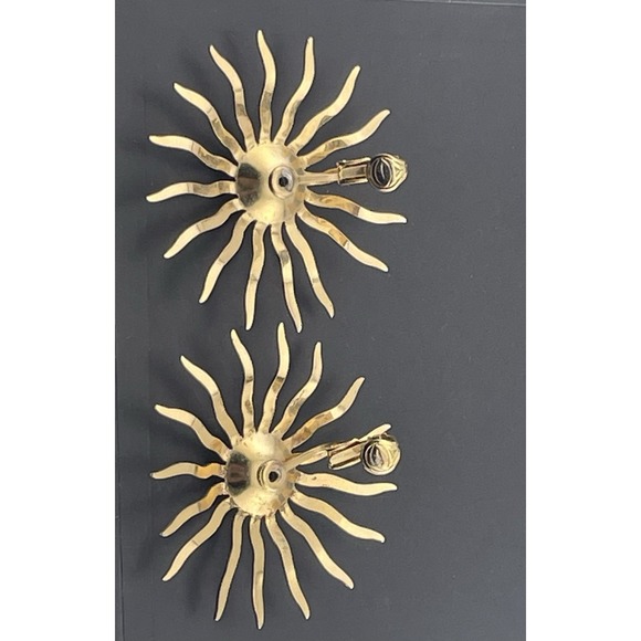 Vintage Sarah Coventry Earrings Atomic Starburst Sun Gold Tone 60s Clip On - Picture 7 of 7